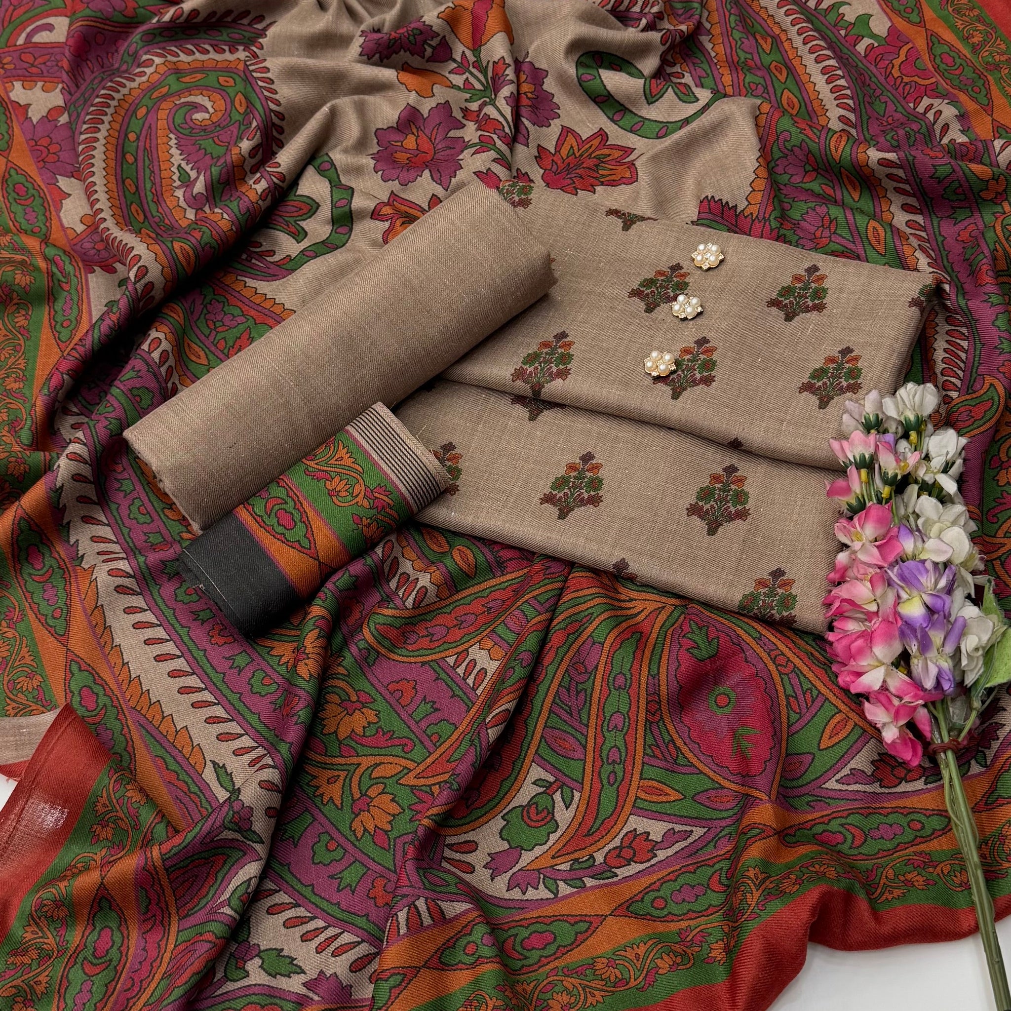 Pure Pashmina Dress 3pcs