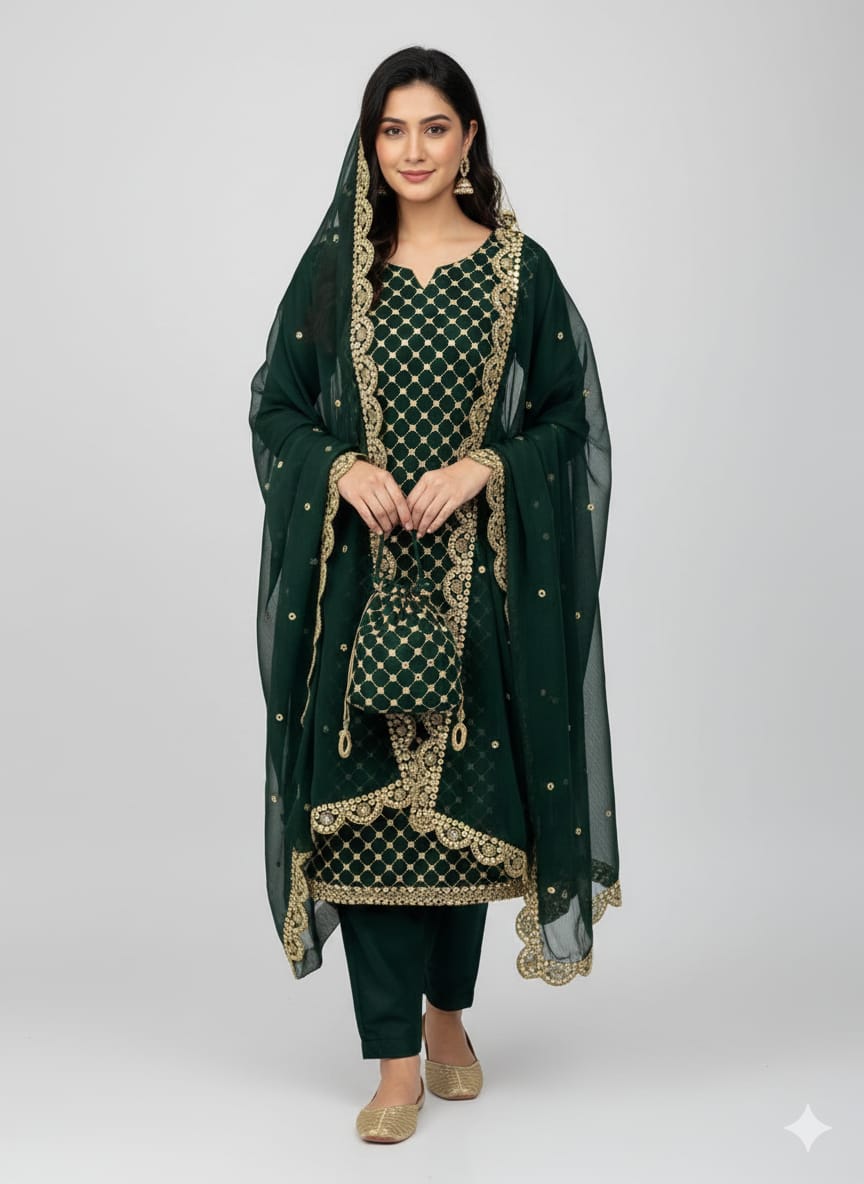 Heavy Sheesha Panni Word Dress